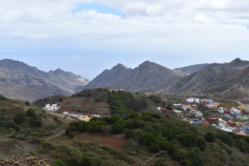 Viewpoint Mirador del Pico del Ingles in Cruz del Carmen in the Anaga mountains in Tenerife near...