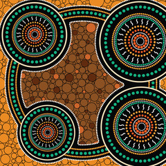 Aboriginal dot art vector background. Connection concept