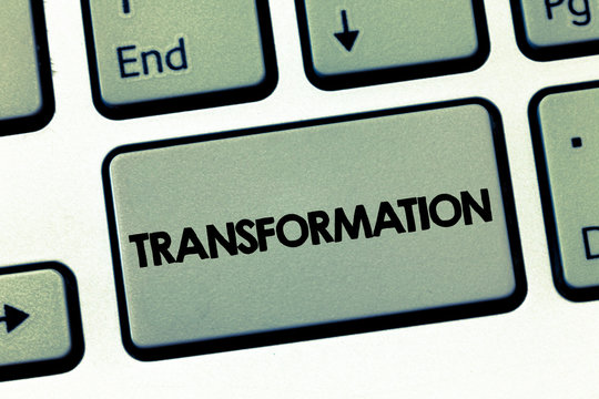 Text sign showing Transformation. Conceptual photo A marked change in form Takes into different level of success. - Powered by Adobe