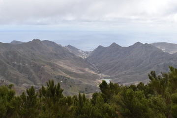Fototapeta premium Viewpoint Mirador del Pico del Ingles in Cruz del Carmen in the Anaga mountains in Tenerife near Santa Cruz