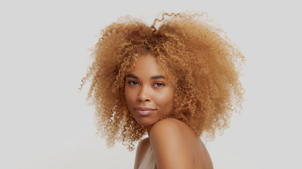mixed race black blonde model with curly hair - 230036205