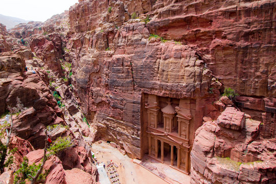 Aerial view of The Monastery in Petra, Jordan