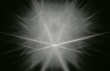 White fracatal lines on black background. Fantasy fractal texture. Digital art. 3D rendering. Computer generated image.