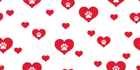 dog paw seamless pattern vector heart french bulldog valentine background repeat wallpaper isolated
