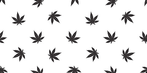 Marijuana seamless pattern Weed vector cannabis leaf scarf isolated tile background repeat wallpaper white