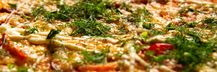 Pizza background - macro shot delicious italian pizza