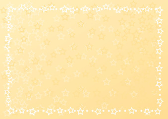 Decorative frame of stars and dots in white on yellow gradient background with stars for decoration, poster, banner, postcard, greeting card, gift tag, text, lettering, advertising