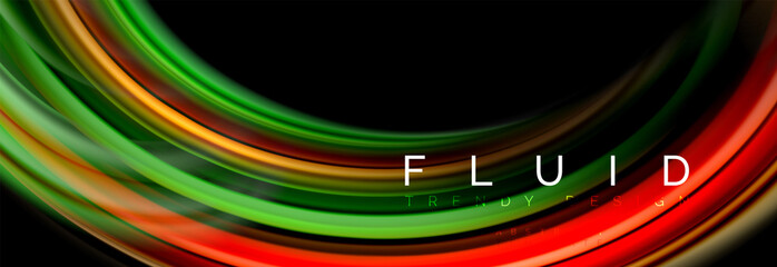 Mixing color waves on black, liquid flowing shapes