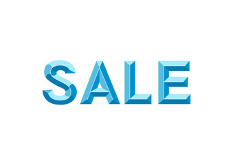 Three dimensional lettering of Sale in blue isolated on white background for advertising, flyer, banner, poster, shop, sale, winter sale, promotion