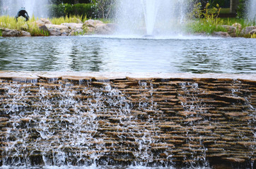 water flows over the rocks