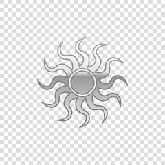 Silver Sun isolated object on transparent background. Flat design. Vector Illustration