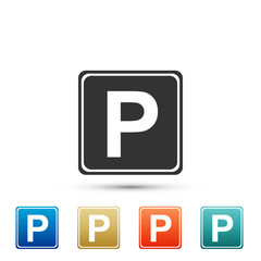 Parking sign icon isolated on white background. Street road sign. Set elements in colored icons. Flat design. Vector Illustration