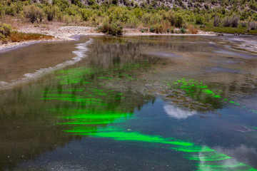 sodium fluorescein showing water movement in stagnant water