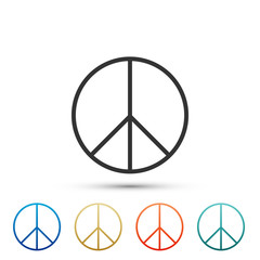 Peace sign icon isolated on white background. Hippie symbol of peace. Set elements in colored icons. Flat design. Vector Illustration