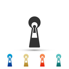 Keyhole icon isolated on white background. Key of success solution, business concept. Keyhole express the concept of riddle, secret, peeping, safety, security. Flat design. Vector Illustration