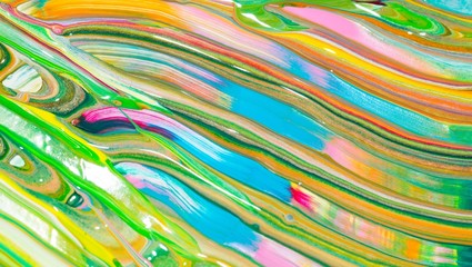 Fototapeta premium Bunte Malerei/ Gemälde aus Streifen in Rosa, Blau, Weiß, Orange, Schwarz und Grün, Gouache, als Hintergrund 