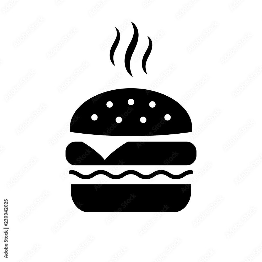 Wall mural Hot delicious burger vector icon