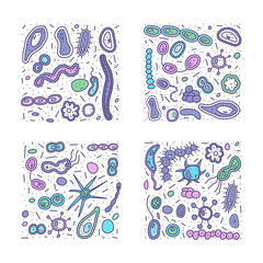 Bacteria cells set composition. Vector illustration.