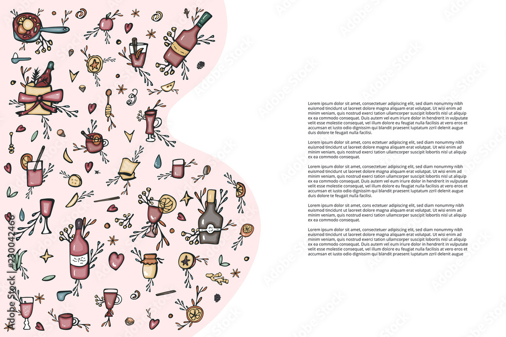Aufkleber vector set of mulled wine elements and objects.