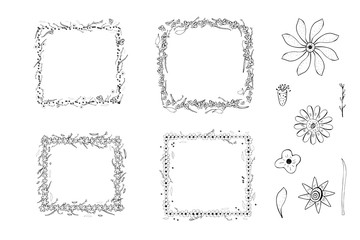 Flowers composition in doodle style. Vector ilustration.