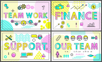 Successful Business Posters with Linear Icons