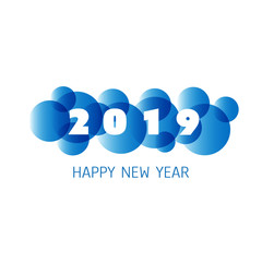 Obraz premium Simple Blue and White New Year Card, Cover or Background Design Template - 2019