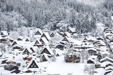 Fototapeta na wymiar Historic Village of Shirakawago in winter
