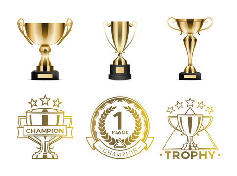 Gold Goblets and Round Emblems for Winners Diploma