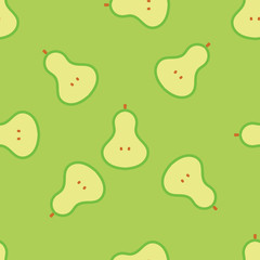 Pear seamless pattern. Fruit background. Vector illustration.