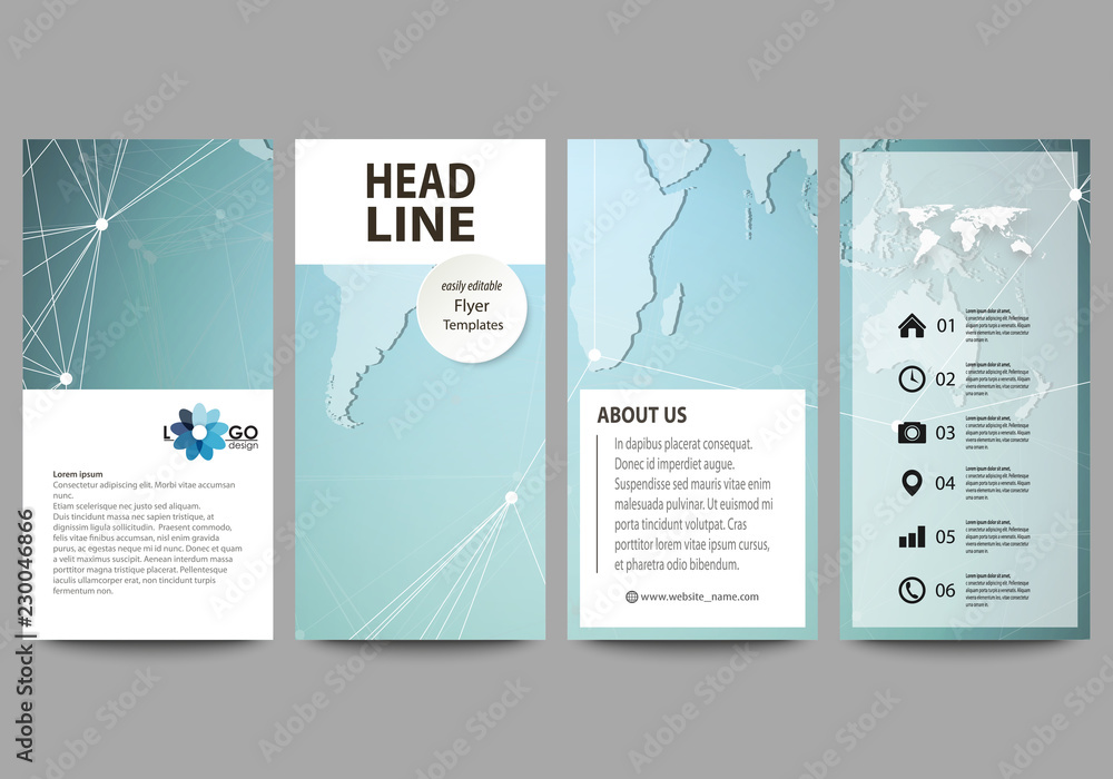 Poster the minimalistic abstract vector illustration of the editable layout of four modern vertical banners