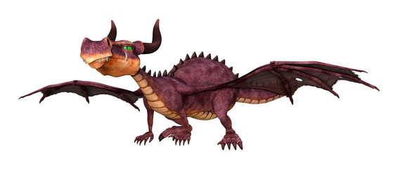 3D Rendering Fairy Tale Dragon on White