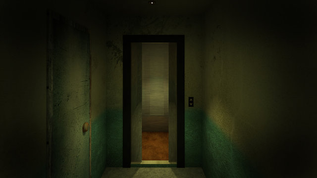 horror and creepy lift in the hospital .3D rendering