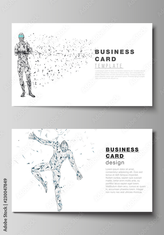 Poster the minimalistic abstract vector illustration of the editable layout of two creative business cards 