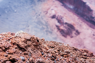 Lava on Mount Etna, active volcano on the east coast of Sicily, Italy 