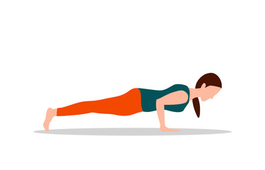 Push Ups Exercises and Yoga Vector Illustration