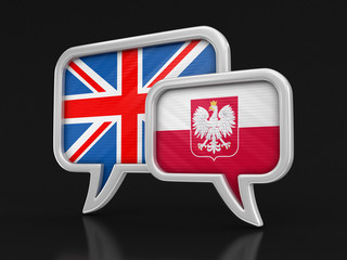 Speech bubbles with flags. Image with clipping path