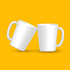 White ceramic glass on yellow background vector 3D