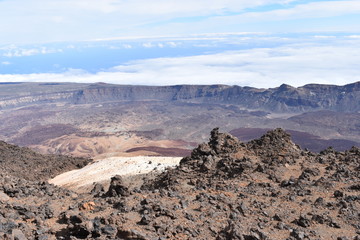 Hiking trail to the big famous volcano Pico del Teide in Tenerife, Europe
