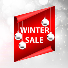 red paper banner with winter discounts