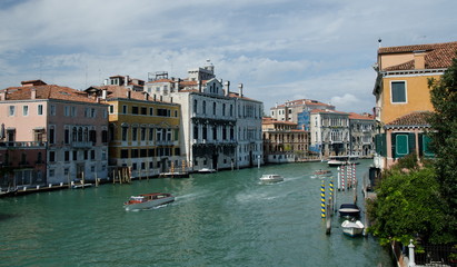 Fototapeta na wymiar Midday traffic on Grand Canal near Santa Maria della Salute