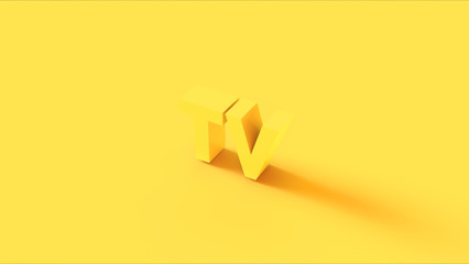 Bright Yellow 3d TV Sign 3d illustration 3d render