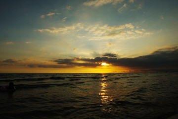 The evening sky at the beach,Sunrise