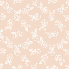 Abstract seamless pattern with roses and leaves. Flower background. Floral ornament. Vector illustration.