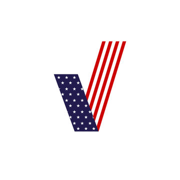 Presidential election banner background. US Presidential election 2016. Hand putting voting paper in the ballot box with american flag on background. Flat design, vector illustration.