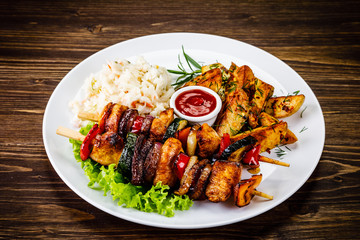 Kebab - grilled meat and vegetables