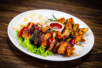 Kebab - grilled meat and vegetables