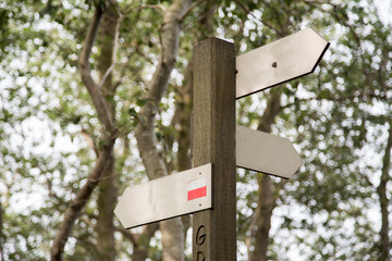 Direction signs on a walking trail