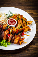 Kebab - grilled meat and vegetables