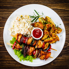 Kebab - grilled meat and vegetables
