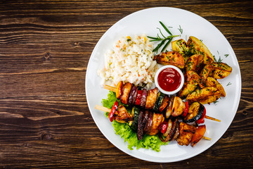 Kebab - grilled meat and vegetables